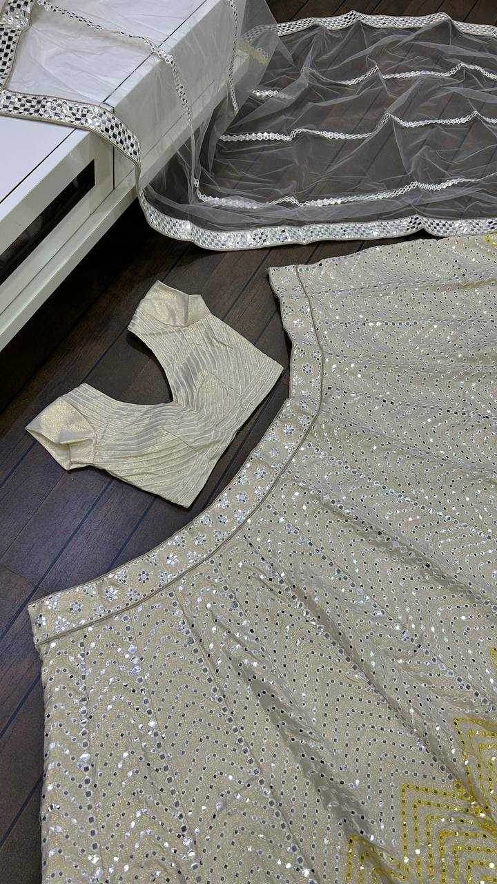 Satin Silk Mirror Work Banarasi Lehenga for Festive Elegance - MYLUXURY LANE ENTERPRISE